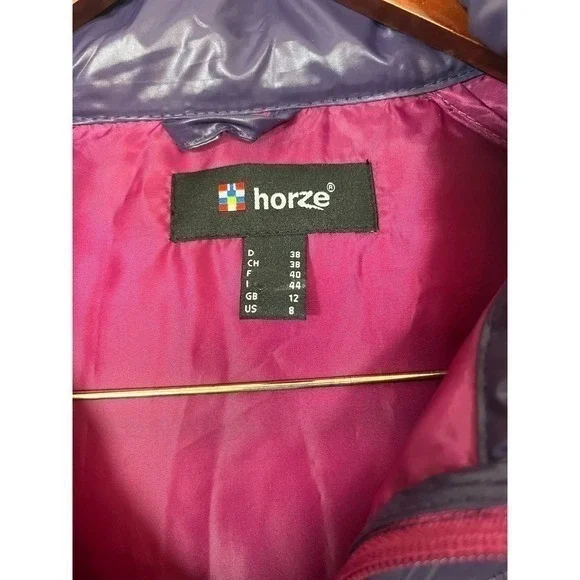 Horze Women's Hooded Puffer‎ Jacket Purple Pink Size US 8 Insulated - Picture 8 of 15
